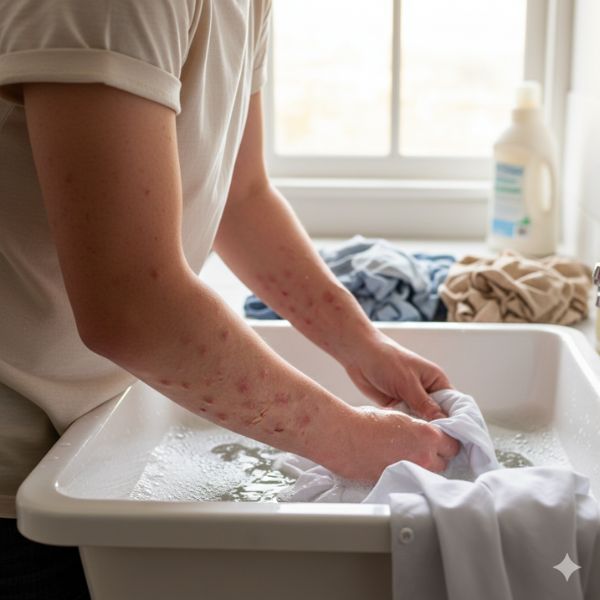 Dị ứng formaldehit - Top 5 cách xử lý hiệu quả và an toàn nhất Giạt quần áo nghi chứa formaldehit