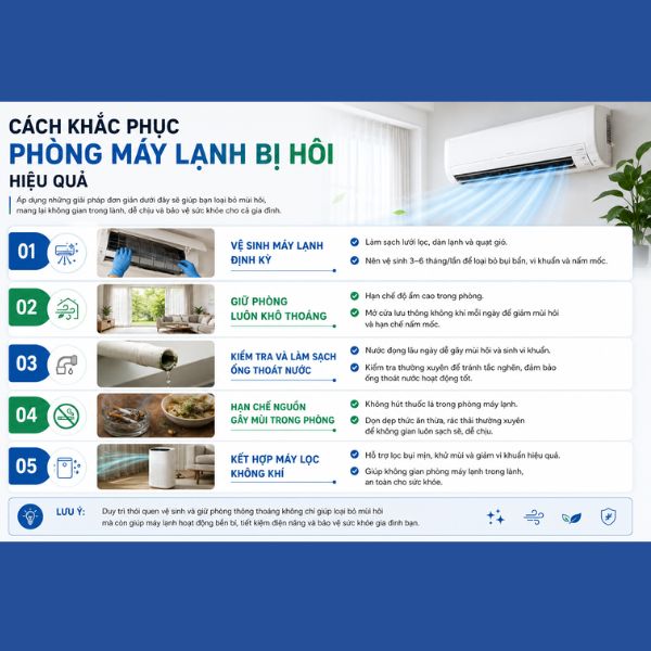 Tại sao phòng máy lạnh bị hôi? Nguyên nhân và cách khắc phục hiệu quả Cách khắc phục phòng máy lạnh bị hôi hiệu quả