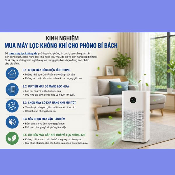 Kinh nghiệm mua máy lọc không khí cho phòng bí bách