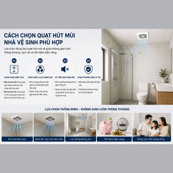 Quạt hút mùi nhà vệ sinh có tác dụng gì? Giải pháp cho không gian thoáng sạch quạt hút mùi nhà vệ sinh