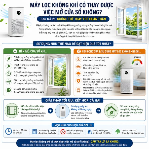 Khi nào nên mở cửa sổ và khi nào nên sử dụng máy lọc không khí?