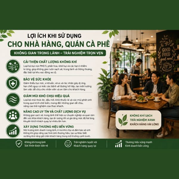 Lợi ích khi sử dụng máy lọc không khí cho nhà hàng, quán cà phê