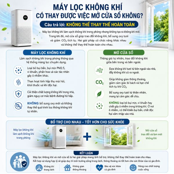 Máy lọc không khí có thay được việc mở cửa sổ không?